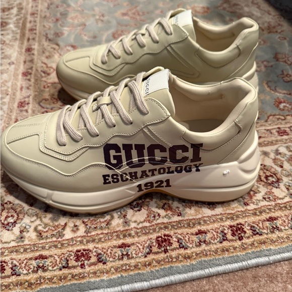 Gucci Cream Sneakers with Purple Logo, Chunky Design and Thick Sole - Picture 1 of 4